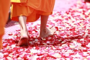 Keep Taking YOUR Next Inspired Footstep Beautiful Soul Photo: Monk walking on a rose petal path