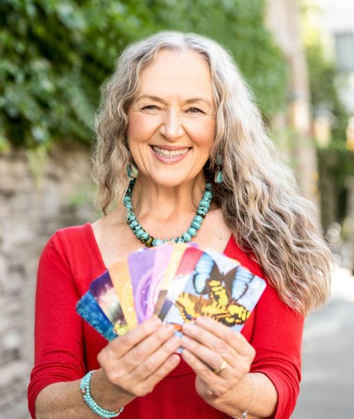 woman holding cards