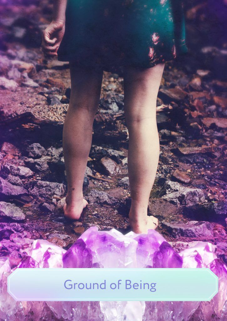 womaan legs ground purple gemstone